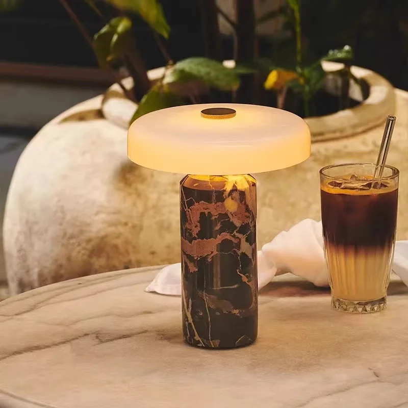 

Скандинавская натуральная мраморная настольная лампа для гостиной, домашнего декора, современный матовый опал, креативная светодиодная лампа, настольная лампа со стеклянным абажуром