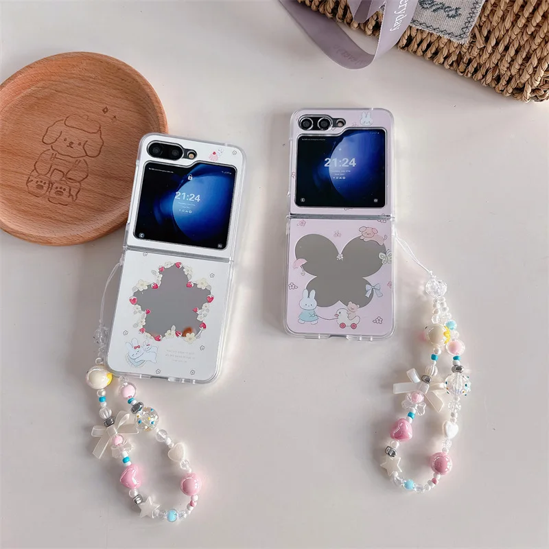 

Cute Butterfly Rabbit Mirror for Samsung Galaxy Z Flip 7 6 5 4 Protective Back Cover for ZFlip5 ZFlip6 ZFlip7 Case Shell