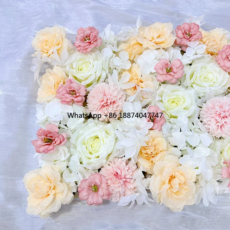 MYQ42 5D Artificial Flower Wall Backdrop Flowers Rose Floral Pink Silk Wedding Home Decoration