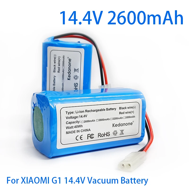 

4S1P 14.4V 2600mAh Lithium Ion Battery,For Xiaomi G1 Robot Vacuum Mop Essential MJSTG1 Robot Vacuum Cleaner 18650 Li-Ion Battery