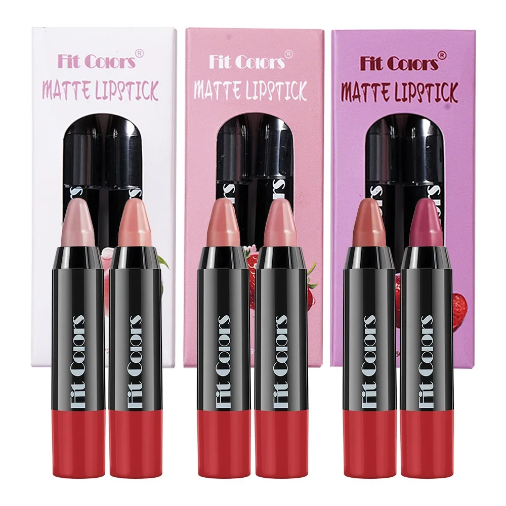 2pcs Matte Lipstick Suit Silky Dense Texture Long Lasting Color Rendering Easy To Apply Makeup New Hot Sales Lipstick 5g