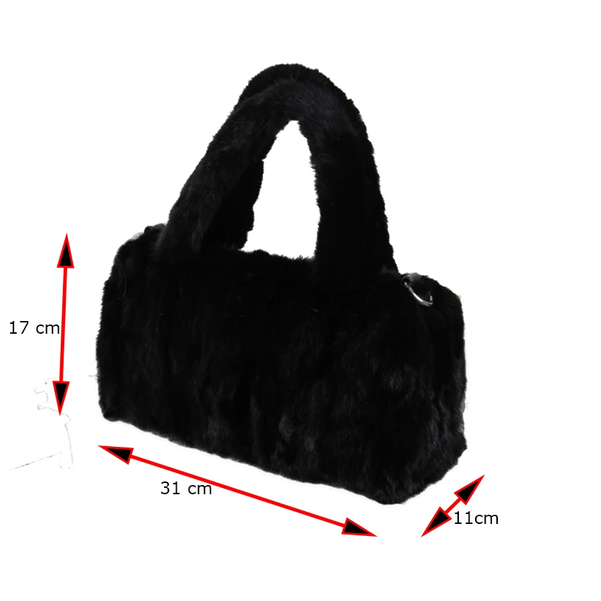 Women Mink Bag New Ladies Fur Bag Fashion Mink Fur Handbag Leisure Fox Fur Bag Black Female Bag B11