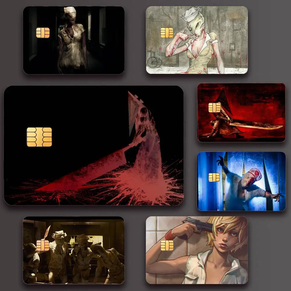 Silent Hill Series Video Game Poster Credit Skin Cover Card Stickers 4PCS Film Bus Pass Front Decoration Bank Debit Waterproof