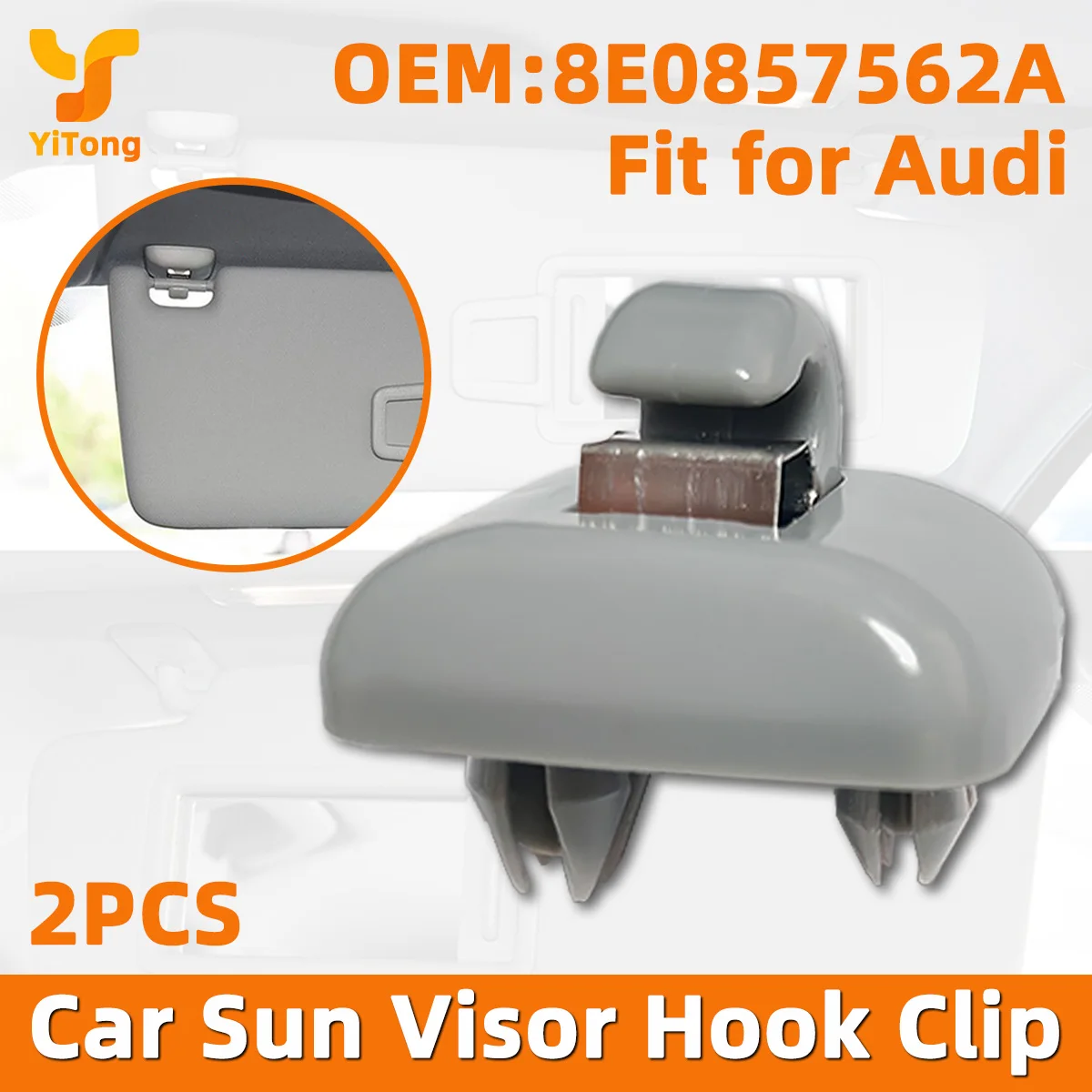 Yitong 2PCS Car Sun Visor Clip Gray Interior Hanger Hook Clip Bracket Fit For Audi A1 A3 A4 A5 Q3 Q5 A7 S5 8E0857562A 8U0857562