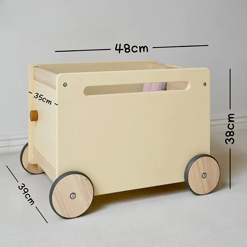 Children's education household trolley toys cute style wooden multi-functional children's room furniture locker