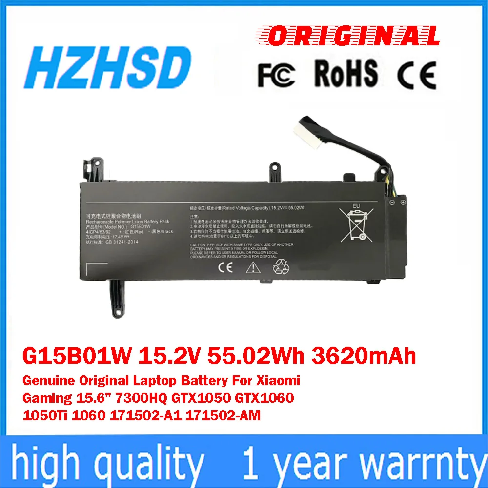 

G15B01W 15.2V 55.02Wh 3620mAh Genuine Original Laptop Battery For Xiaomi Gaming 15.6'' 7300HQ GTX1050 GTX1060 1050Ti 171502-A1