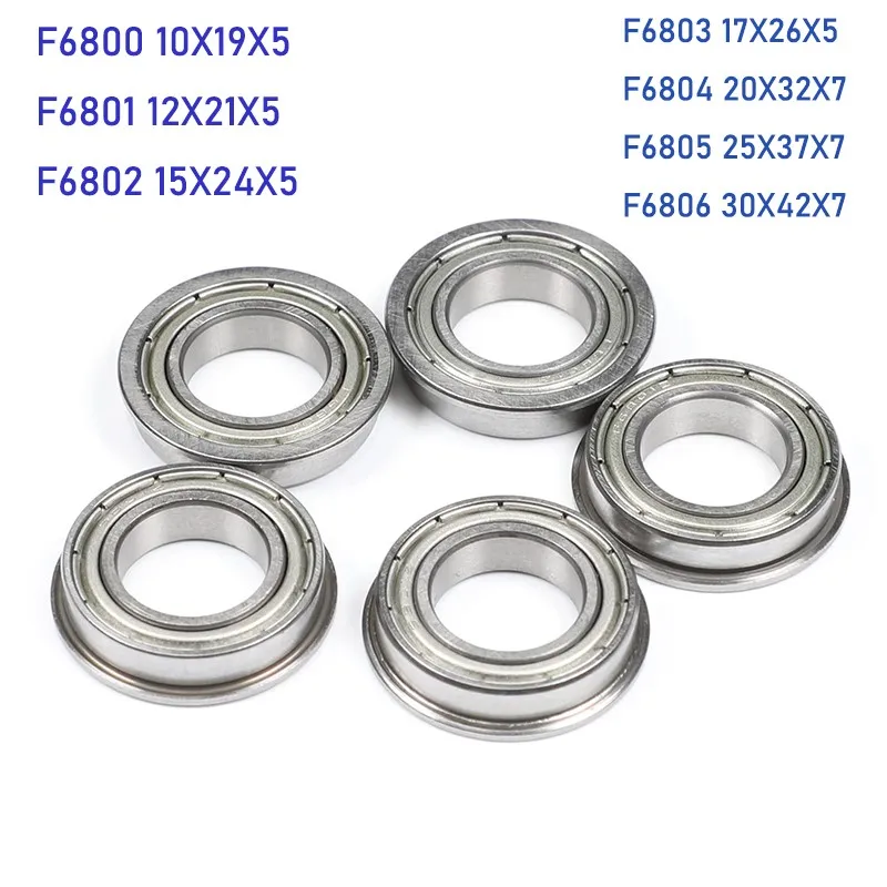 2/5PCS Łożysko 10x19x5 mm Łożysko kołnierzowe F6800 F6801 F6802 F6803 F6804 F6805 F6806 F6807 ZZ ZZ Z 2Z Łożyska kulkowe zwykłe