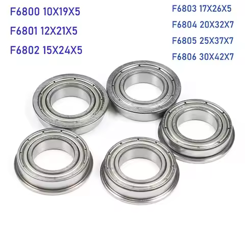 2/5PCS Bearing 10x19x5 mm Flange Bearing F6800 F6801 F6802 F6803 F6804 F6805 F6806 F6807 ZZ ZZ Z 2Z Deep Groove Ball Bearings