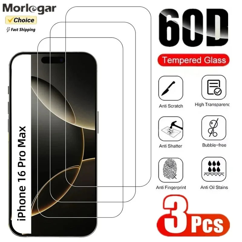 

3Pcs High Definition Tempered Glass for iPhone 16 15 14 13 12 11 Pro XR X XS Max Screen Protector for iPhone 16 15 Pro Max Glass