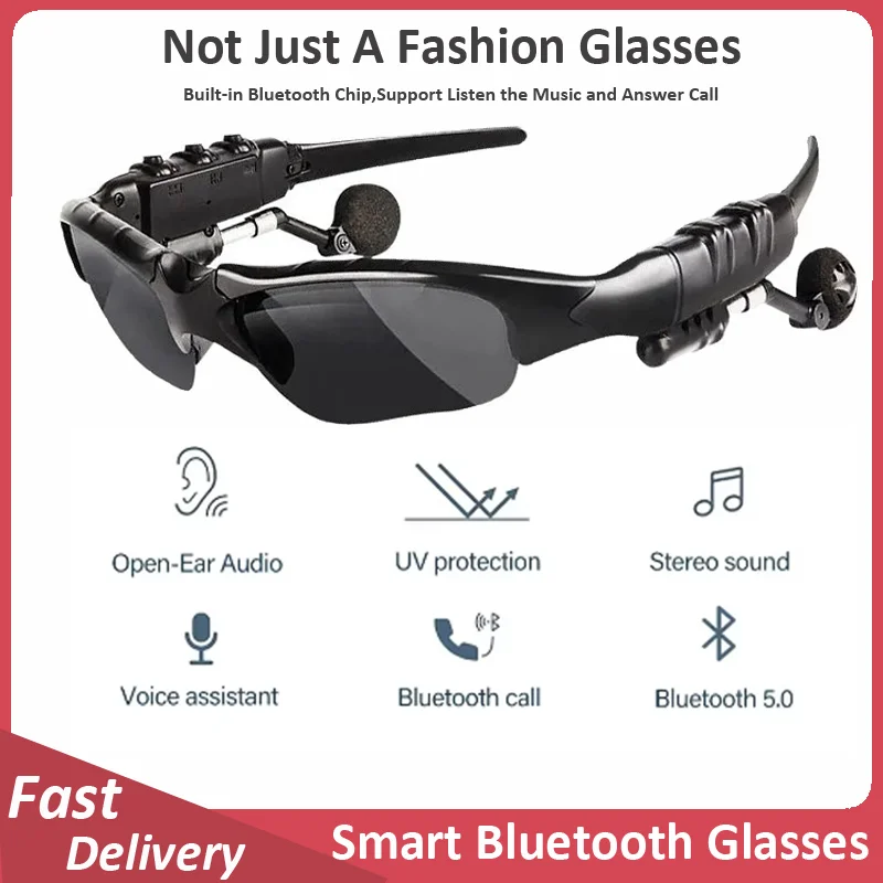 Lunettes de musique intelligentes Bluetooth avec réglage automatique, casque Bluetooth sans fil, lunettes de soleil anti-lumière bleue, Waterpro pour homme et femme