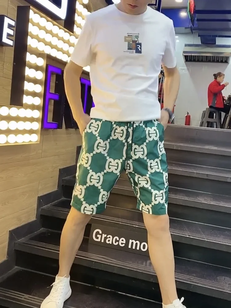 

Summer New Men's Ice Silk orts Casual Slim Fit Beach Pants Trendy Trendy Five-Point Pants Comfortable Breathable Lightweight