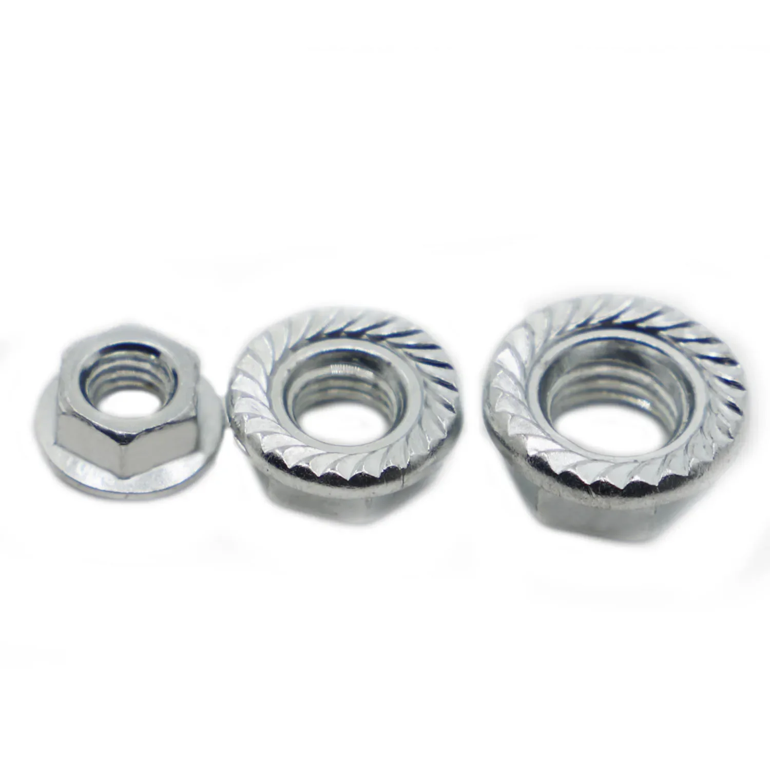M3 M4 M5 M6 M8 M10 M12-M16 Hochwertiger verzinkter Kohlenstoffstahl Sechskant-Sechskantkopf gezahnte Spinlock-Flanschmutter Sicherungsmutter DIN6923 – Detail 4