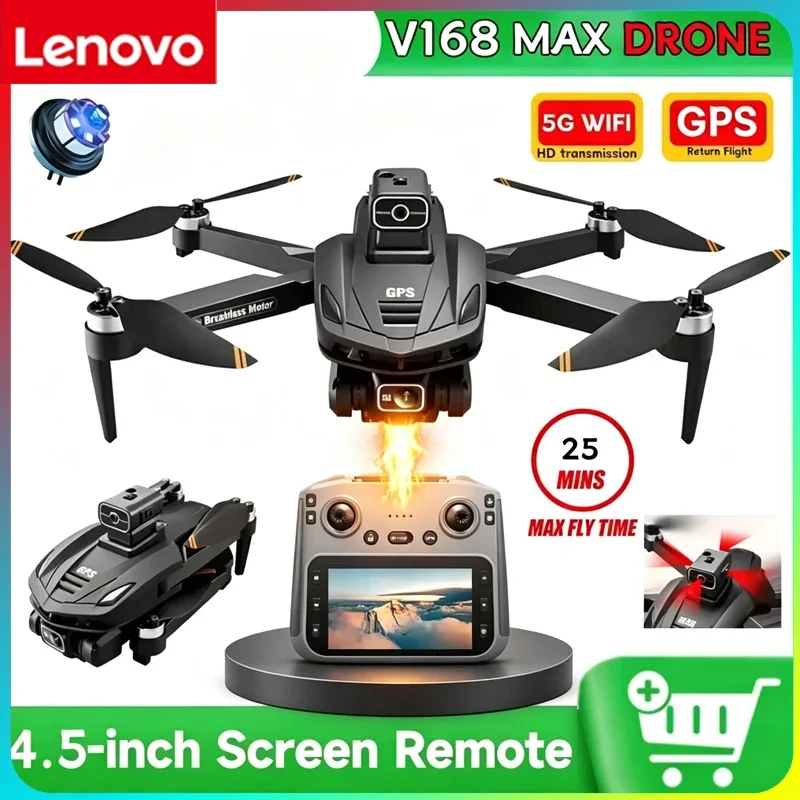 

Lenovo V168 Foldable RC Quadcopter 8K HD Aerial Camera FPV Brushless Motor Smart Obstacle Avoidance Large Screen Remote Drone