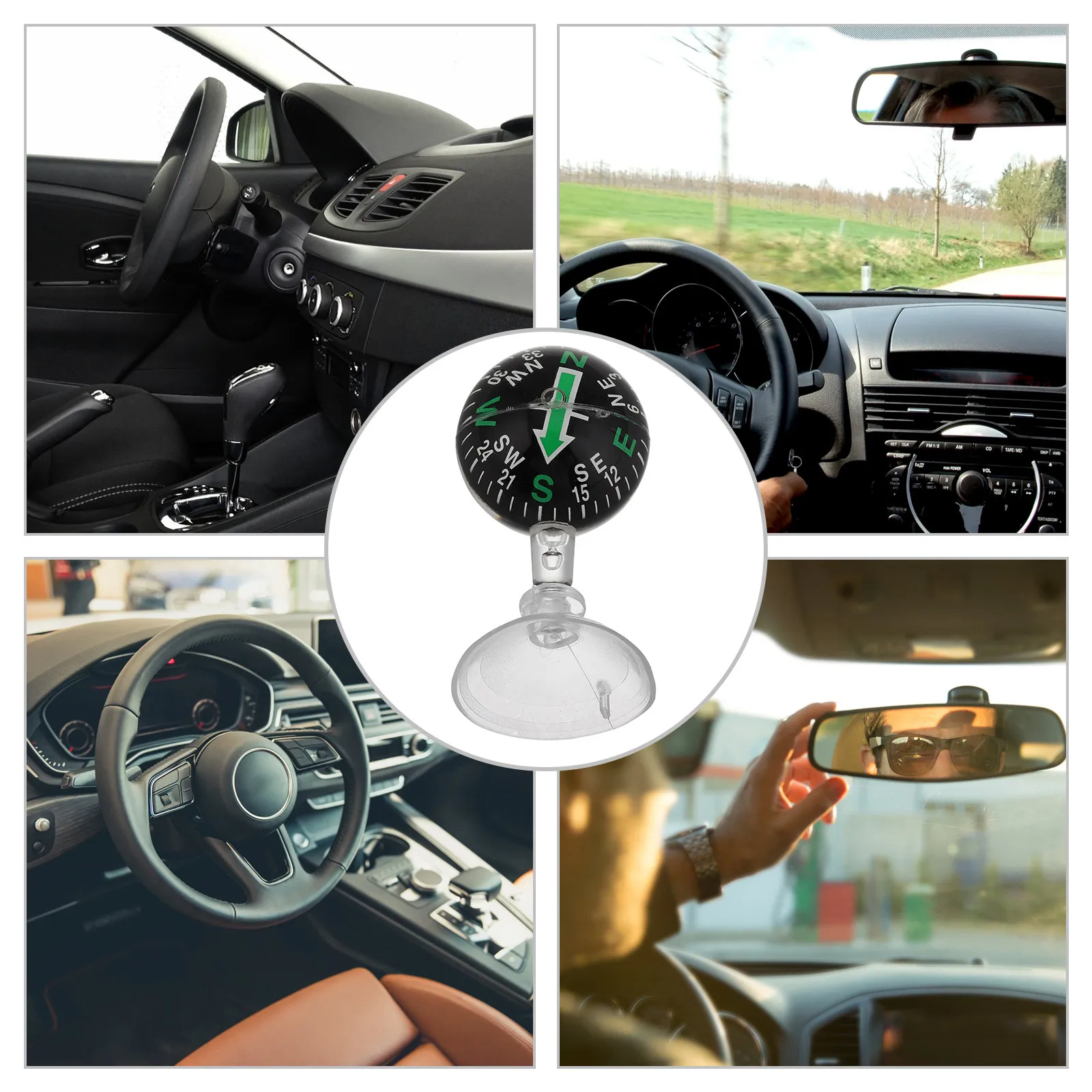 Car Compass Dashboard Suction Cup Plastic Portable Automotive Navigation Guide Ball High Precision Compact 38Mm for Car Truck