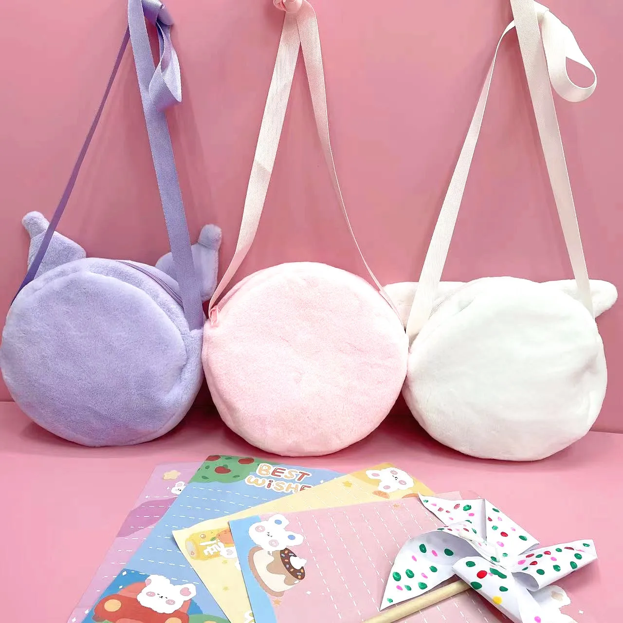 Sanrio Plush Shoulder Bags Hello Kitty Kulomi Cinnamoroll Cartoons Messenger Bag 20x19x4CM Children Anime Handbag with Doll Gift