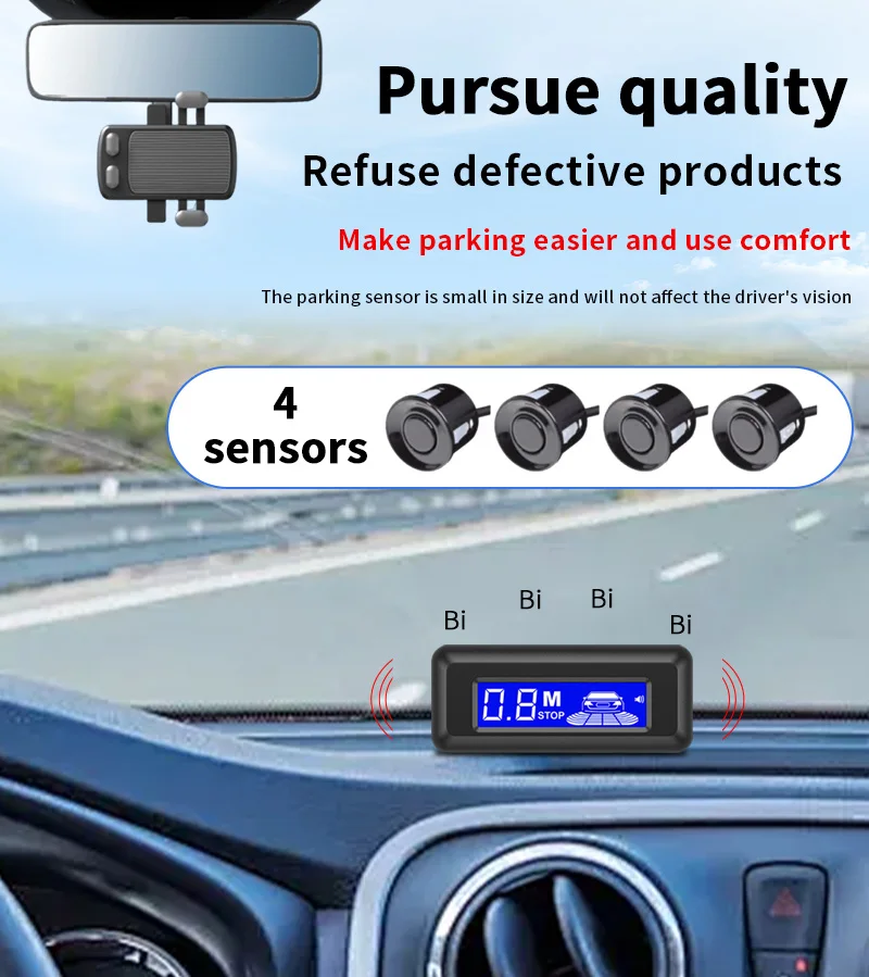 Direkt vom Hersteller: 4-Sonden 22mm Parksensor mit Kleinem LCD-Display, 12V Rückfahrradar, Sicheres Einparkhilfesystem – Detail 6