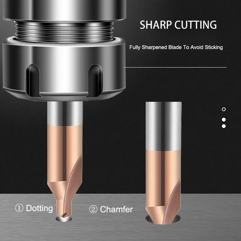 SHAZAM 60 Degree Angle Tungsten Steel Double Head Drill CNC Tools For Steel/Aluminum Extended Center Drilling 0.4mm-5.0mm