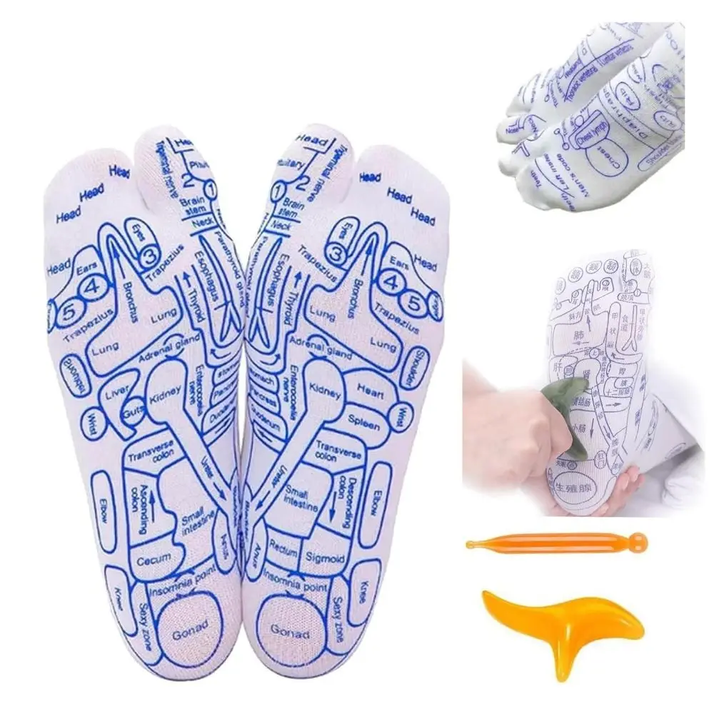 Entspannende Reflexzonen-Socken gegen müde Füße, wiederverwendbare Fußmassage-Socken mit Massage-Tool und Massagestab zur Schmerzlinderung