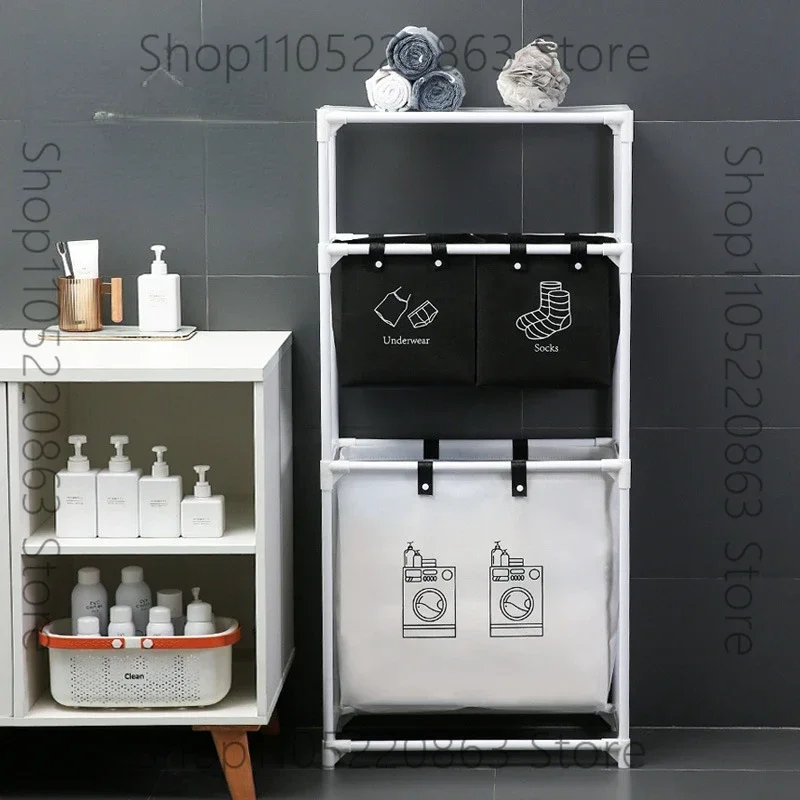 Laundry Basket Dirty Clothes Hamper Large Capacity Laundry Clothes Sortable Basket Storage with Shelf Laundry Room Toy Organizer