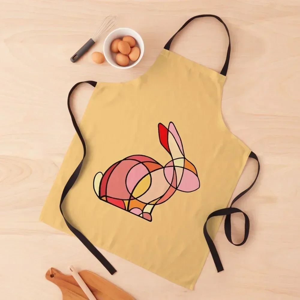 

Red stained glass rabbit Apron Kitchen New 2022 Year Woman Kitchen For Men for women with pocket Apron