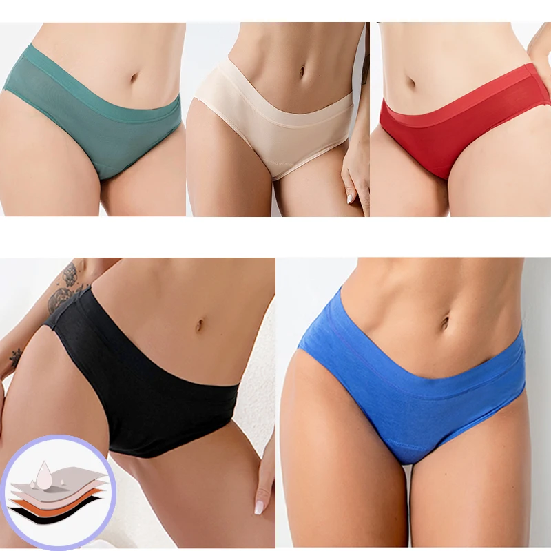 4 Layers Menstrual Panties Sexy Women\'s Underwear Bamboo Fiber Sealing Large Absorption Up Lot Physiology Cotton Plus Size Women