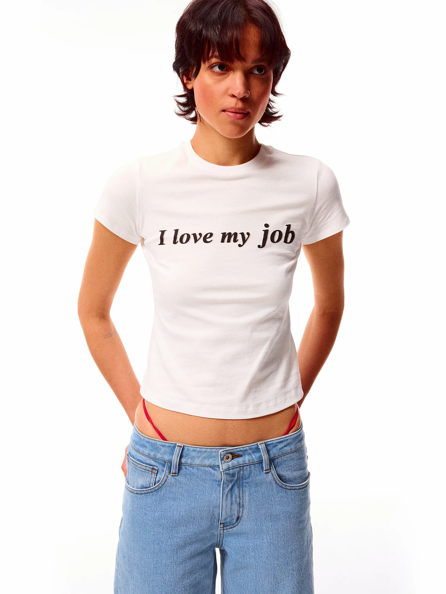 

Alright Then Unisex Cotton Short Sleeve T-Shirt Letter Print Slim Fit Shoulder Length Printed Casual Summer Top in Two Colors