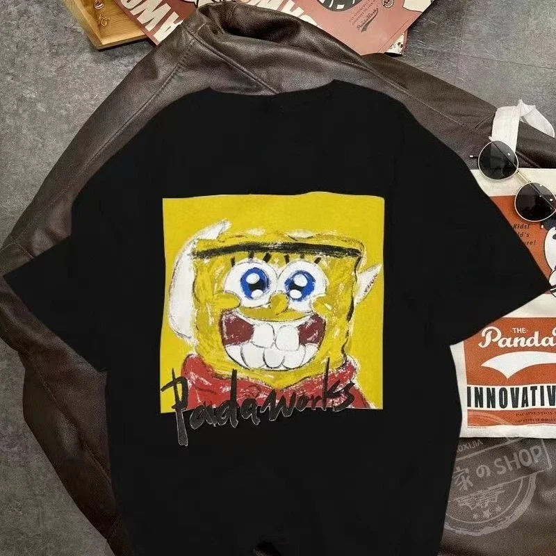 

Summer Men's Women's New Cartoon SpongeBob SquarePants Print Cute Loose Hong Kong Style Short-sleeved T-shirt Y2K Top