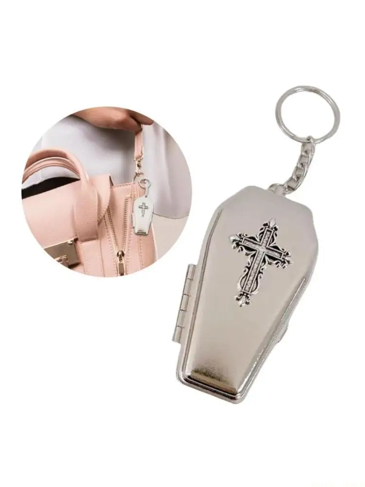 31BF Elegant Coffin Keychain Dark Gothic Jewelry Pendant Neck Jewelry Present for Those Who Love Distinctive Fashion