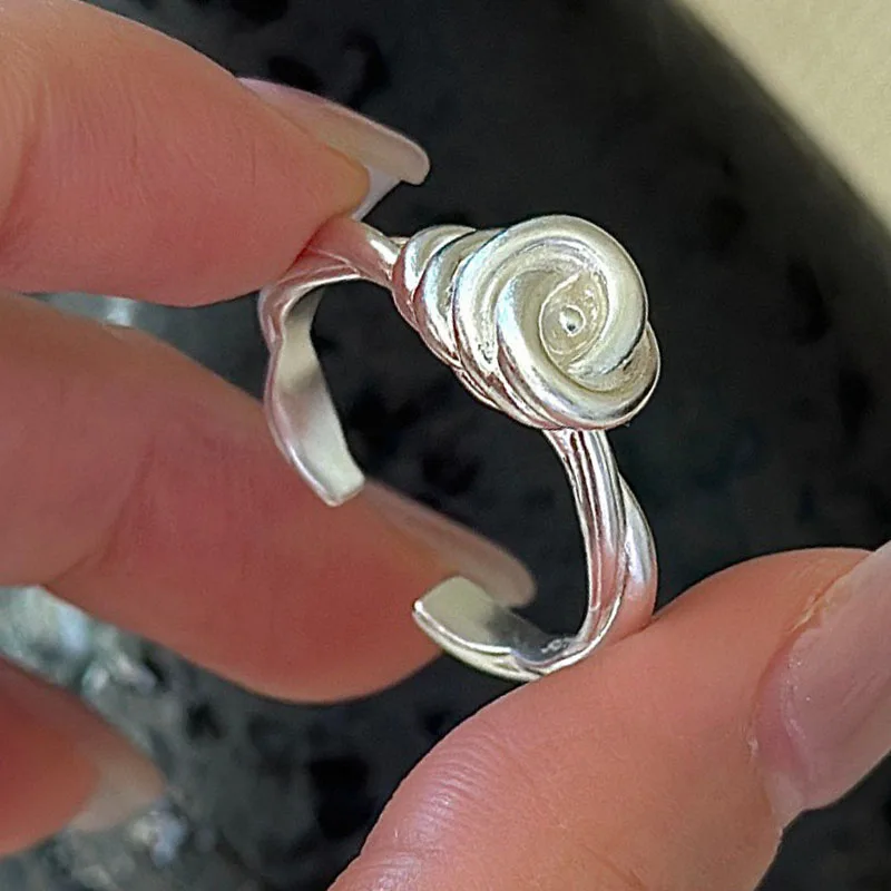 

925 Sterling Silver Rings for Women Couple Minimalist Rose Shape Ring Fine CZ Jewelry Birthday Gift Prevent Allergy