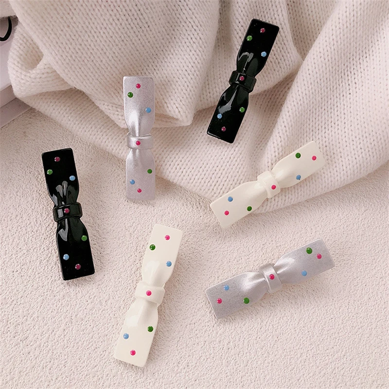 1Pc Haaraccessoires Polka Dot Boog Haarclip Driedimensionale Zij Eendenbek Clip Modieuze Temperament Pony Clip