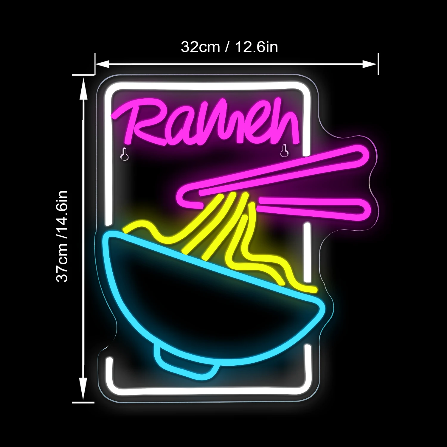 Insegna al neon Ramen per la decorazione della parete Decorazione della stanza d'arte per la cucina Ristorante Negozio d'affari Luci a LED Ciotola di noodle Insegne luminose