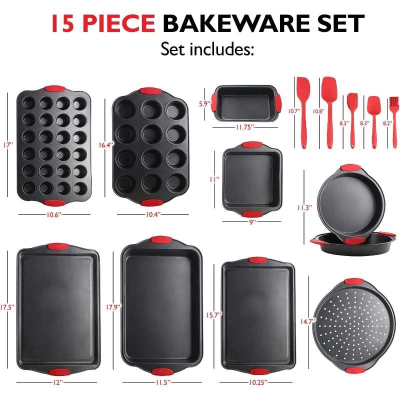 39 Piece Premium Baking Set, Nonstick Bakeware Sets BPA Free, Cookie Sheets for Baking Nonstick Set, Steel Baking Sheets