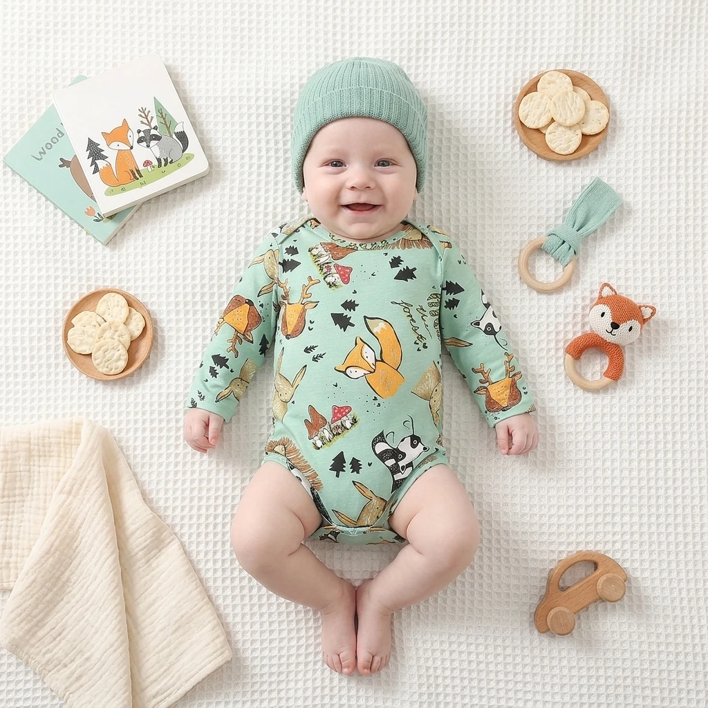 Long Sleeve Clothing Fashion Toddler Autumn Casual Baby Boys  Cartoon Onesies Clothes Newborn Bodysuits