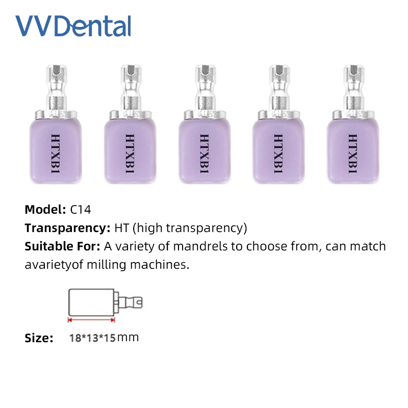 

5 шт., стоматологические литиевые дисиликатные блоки, не спеченные C14 HT/LT, материал для мгновенного восстановления, CAD/CAM, стоматологические стеклянные керамические блоки