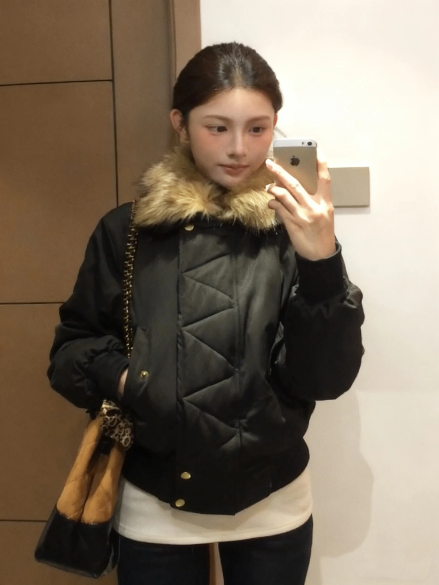 

Зимнее женское пальто Thiened ort Parka Sle Cotton Jaet с отстегивающимся меховым воротником, прямой крой, в корейском стиле