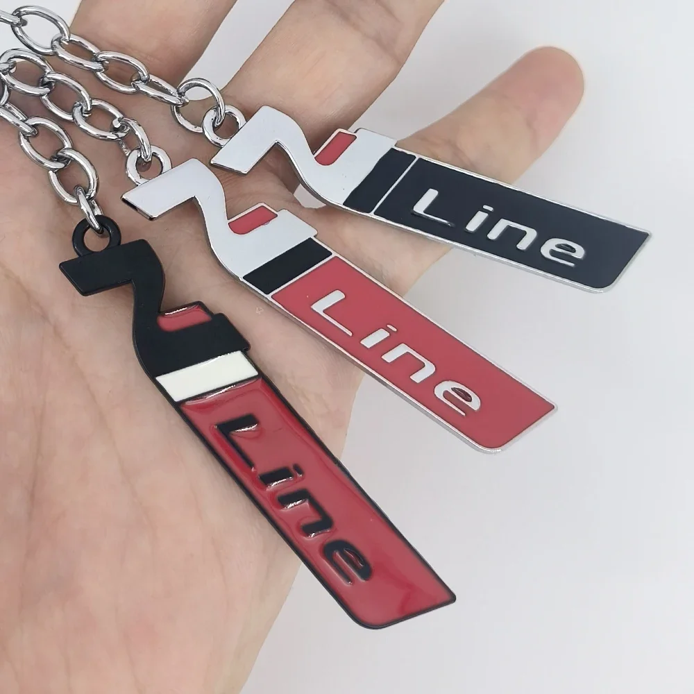 N Line Metal Car Keychain 1 Piece Key Ring Pendant with Key Chain for Hyundai Kona Elantra I20 I30 I10 Sonata Tucson N Line Perf