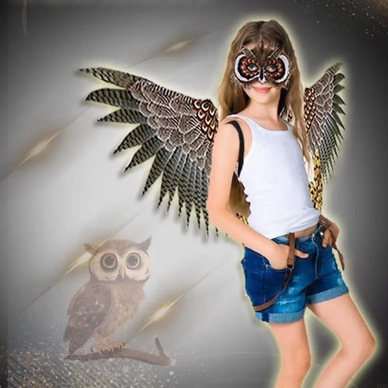 72xe vogels kostuum vleugel uil masker uil vleugel dieren uil kostuumset Halloween Owl half gezichtsmasker voor kinderen