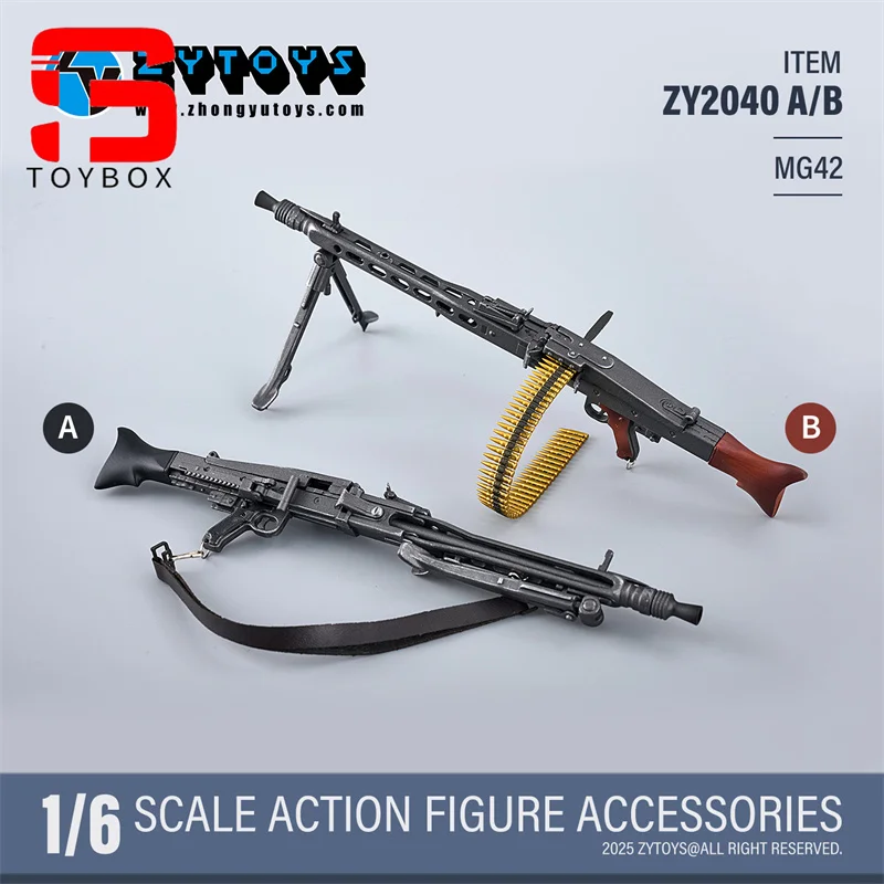 ZYTOYS ZY2040 Model Broni MG42 w Skali 1/6 dla Figurki Żołnierza, Mini Akcesoria Sceniczne Pasujące do Figurki Akcji o Wymiarach 12 cali