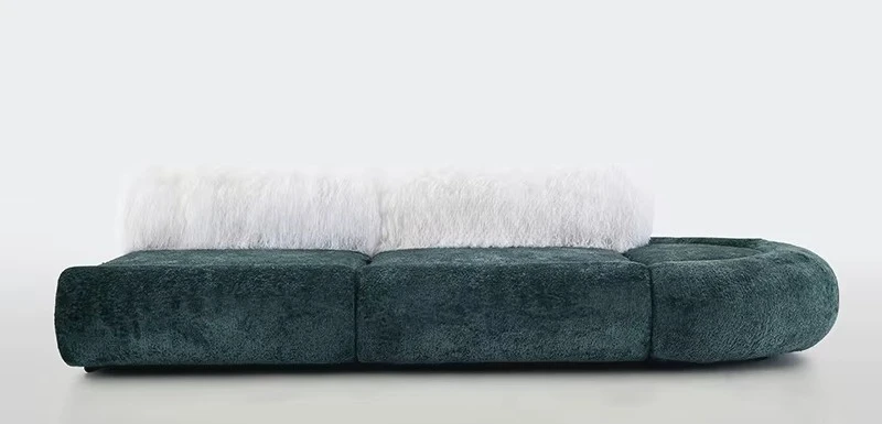 Modern Casual Furniture - Uniquely Designed Green Velvet Living Room Sofa, Boat-shaped Multi-person Sofa Home Furniture