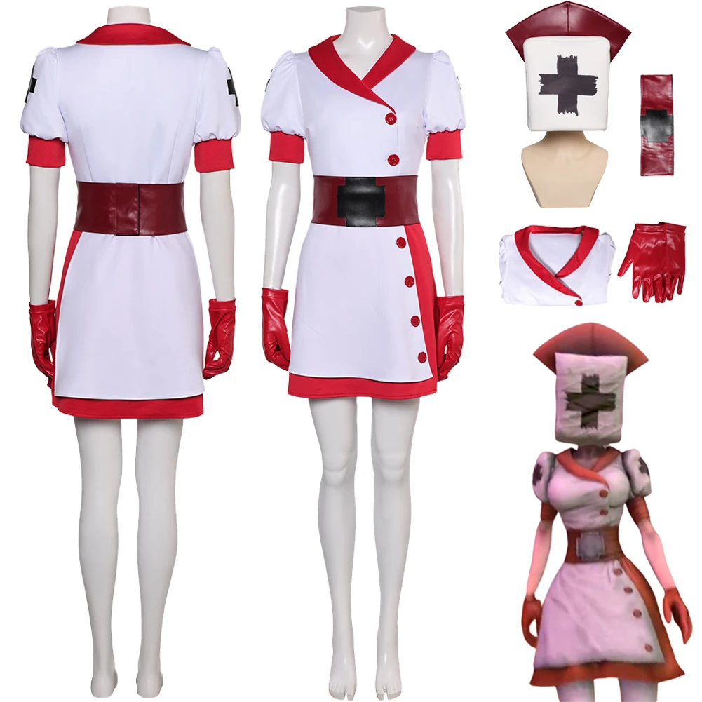 

Reaper Nurse Cosplay Game Dark Deception Costume Gloves Dress Belt Outfits Halloween Carnival Disguise Suit Female Women Adult