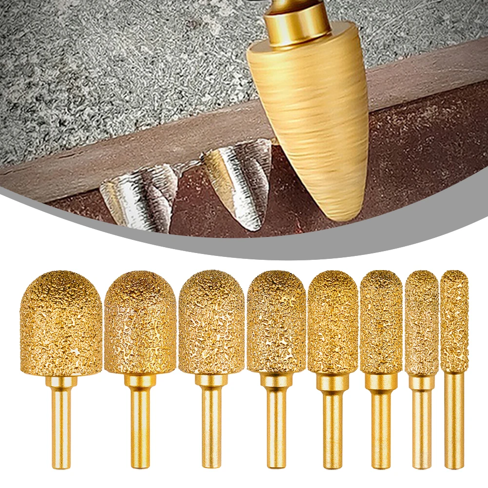 

1 шт., 8-25 мм, алмазная шлифовальная головка, 6 мм, круглая ручка для гравировки металла, камня, полировки, заусенцев, инструменты