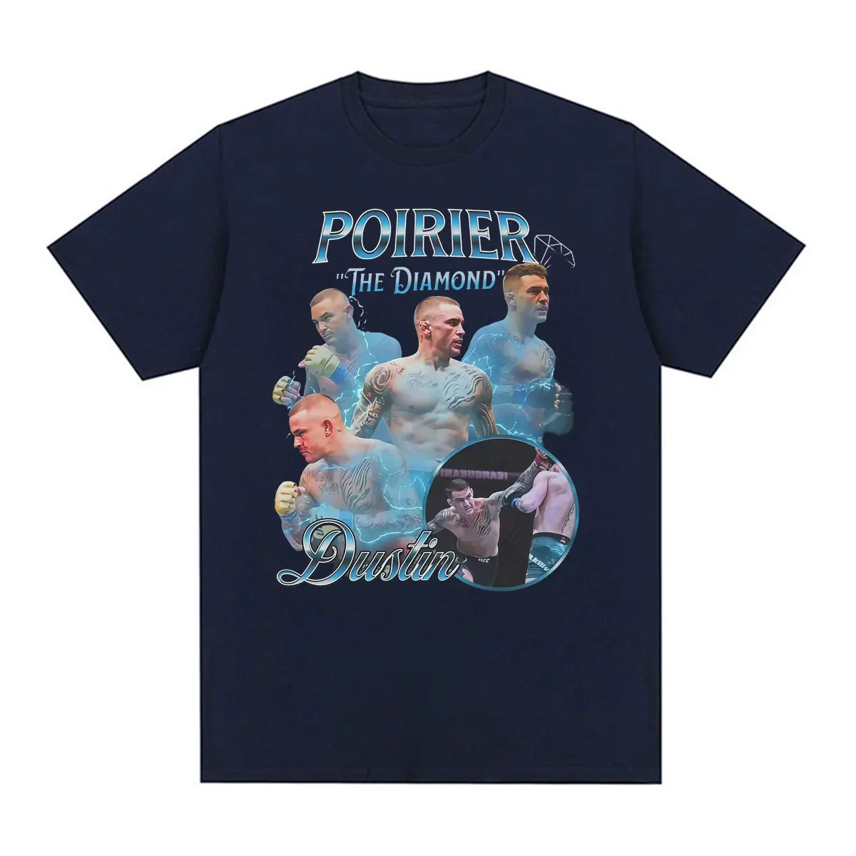 Dustin Poirier The Diamond 90s Retro Graphics T-shirt Men's Clothes Fashion High Street T Shirts Casual Cotton Oversized T Shirt