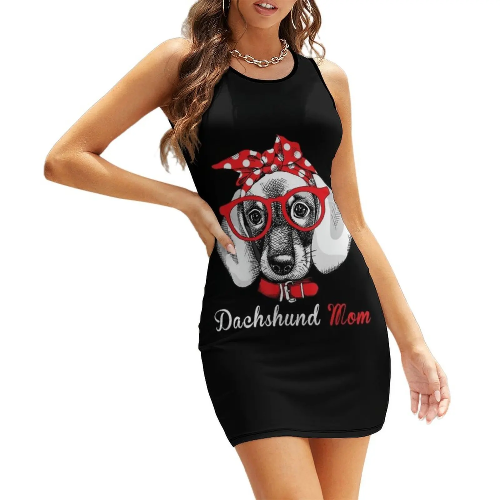 

Dachshund Mom Doxie Wiener Lover Mother's Day Sleeveless Sundress Dress women evening dress ladies