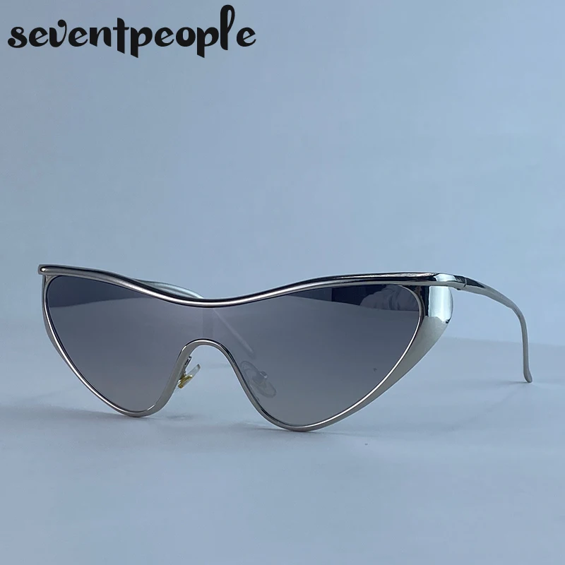 Sexy Cat-Eye Y2K Punk Sonnenbrille für Damen 2026 – Luxuriöse Trendige Steampunk Shield Sonnenbrille mit Vintage-Metallrahmen – Detail 6