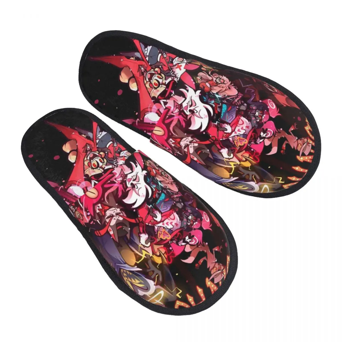 Winter Home Cotton Slippers H-HazbinHotels Accessories Household Fur Slippers Slides Bedroom Adult Animated Soft Non Slip Slides