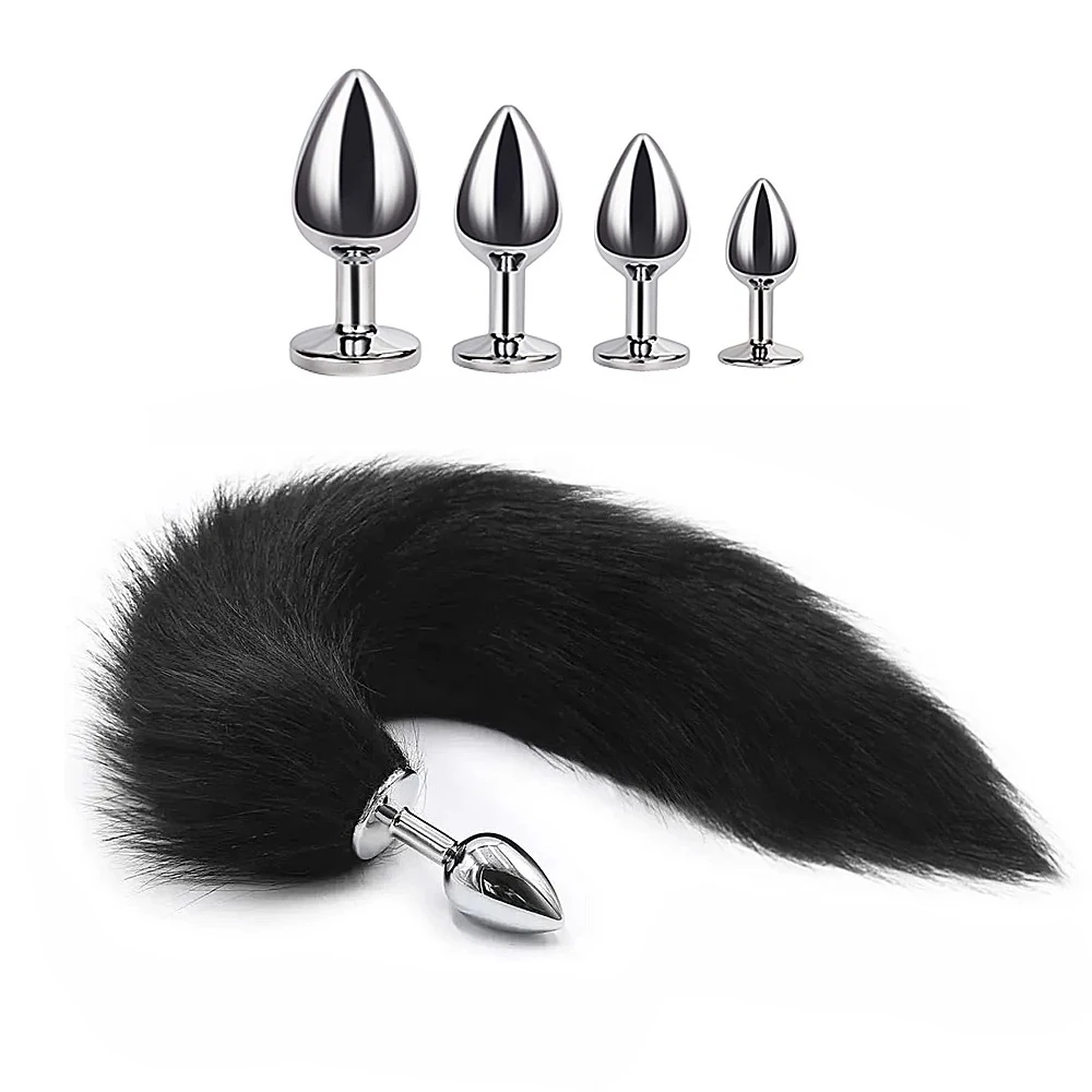 4 Sises Fox Tail Anal Plug Role-playing Prostate Massager Anus Training Dog Tail Butt Plug Dildo Adult Toys for Couple Women Men
