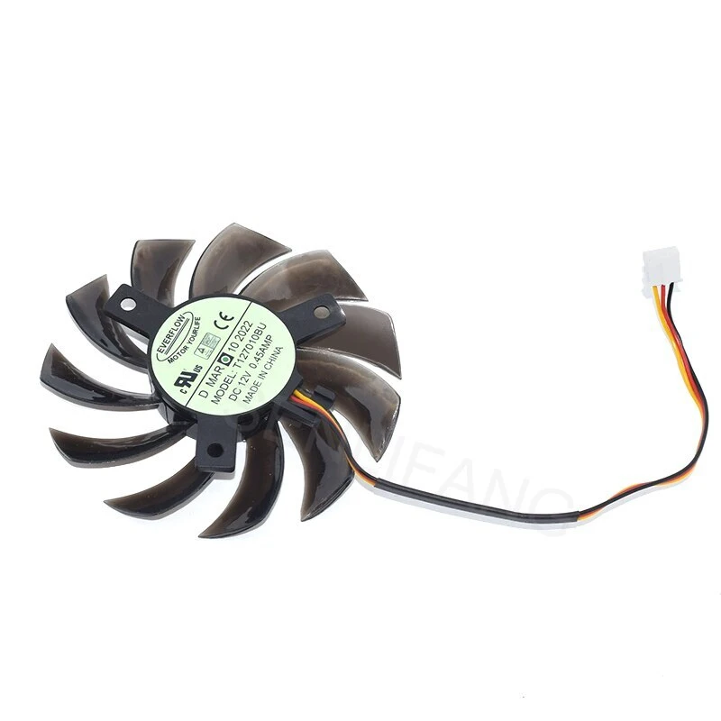 L+ Brand New T127010BU Graphics Fan 7.5CM DC12V 0.45A 3PINS For Everflow Cooler