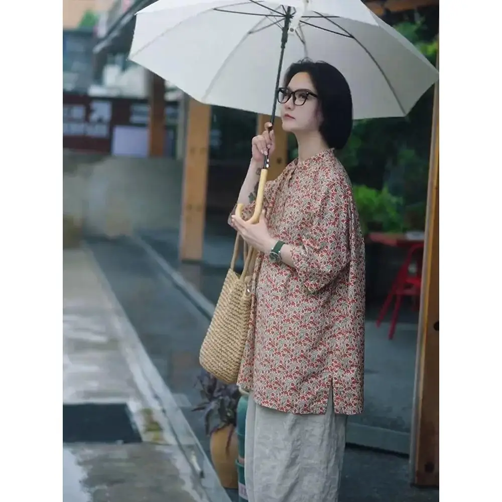 

Уникальный красивый женский топ с цветочным принтом, супер слинг, ранняя осень 2021, классическая блузка из смеси полиэстера Faion 2024, модная классическая блузка