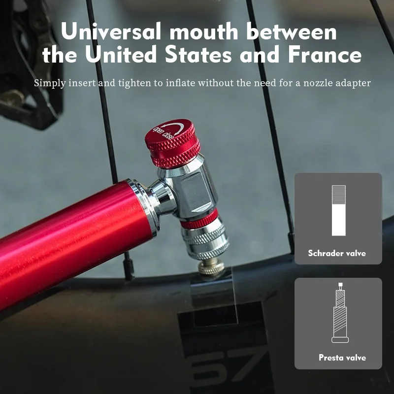 CO2 Pump For Bicycle Schrader Presta Adapter Bike Pump Inflator Aluminum Tire Tube Mini size MTB Bicycle Pumps CO2 Cartridge