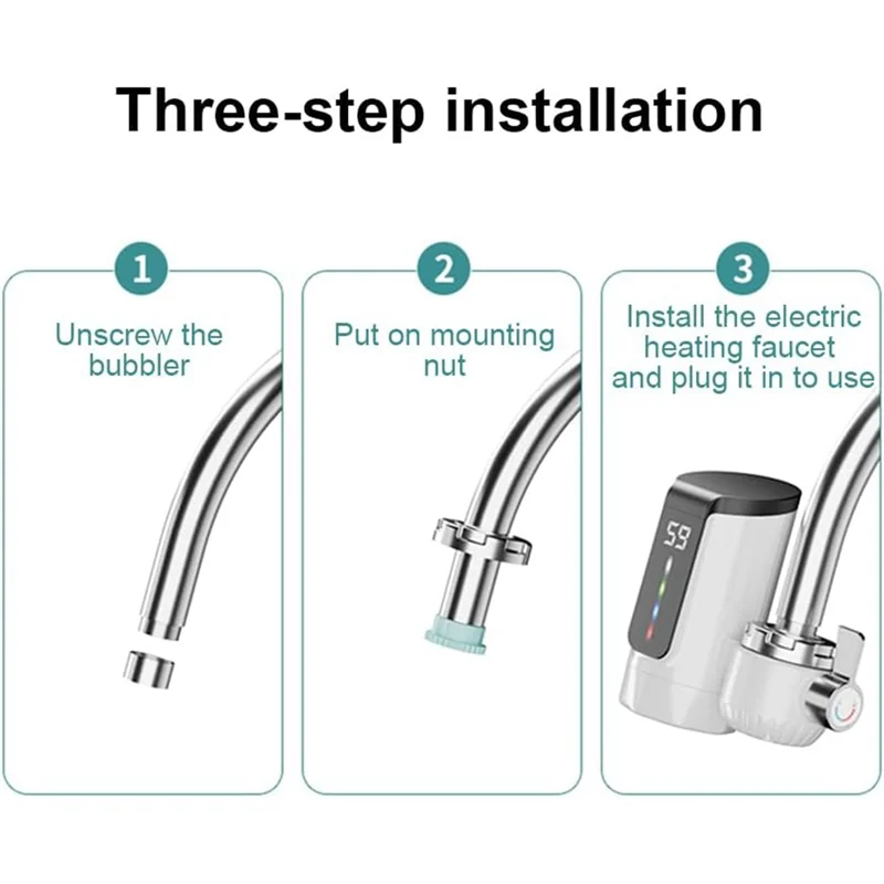 

A24P кран-нагреватель электрический водонагреватель кран большой экран динамический цифровой дисплей для кухни для ванной комнаты вилка стандарта США